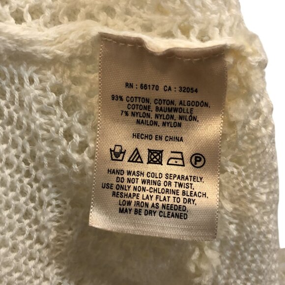 Anthropologie Size M Cream Textured Open Knit Hooded Pullover Sweater - Picture 7 of 8